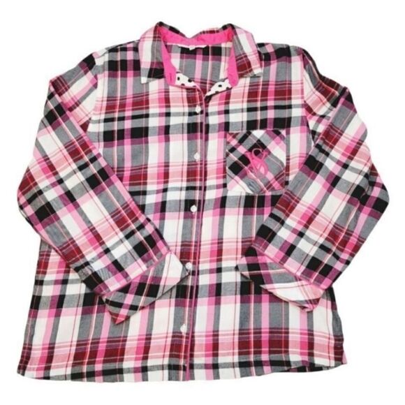 Victoria's Secret Dreamer Pink and Black Plaid Flannel Pajama Set Size Small - Picture 7 of 14